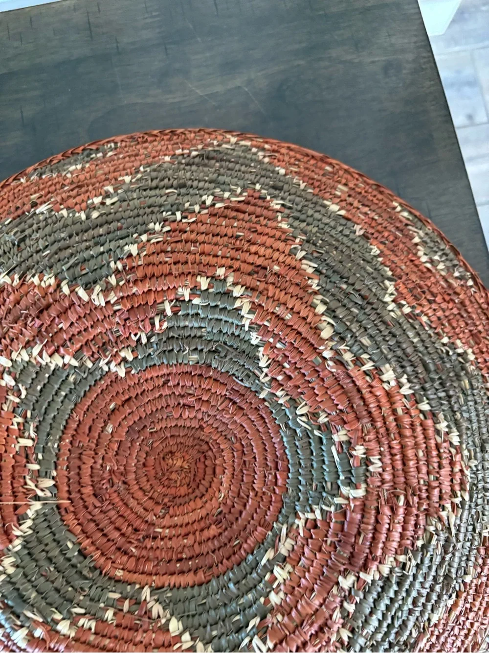 Handwoven Orange and Olive Star Pattern Decorative Basket - Home Accents